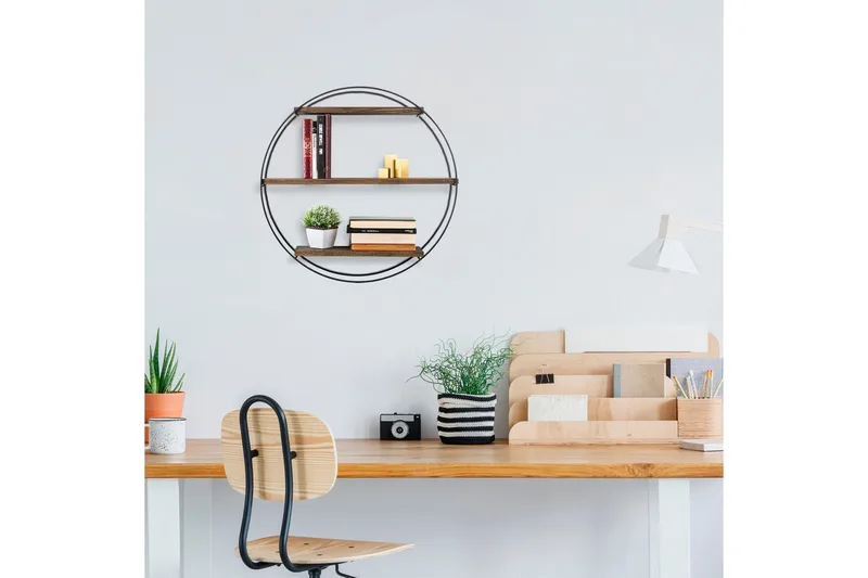 Seinähylly Tulipas 60x15 cm 3 hyllyä - Musta/Tummanruskea - Säilytys - Hylly - Seinähylly