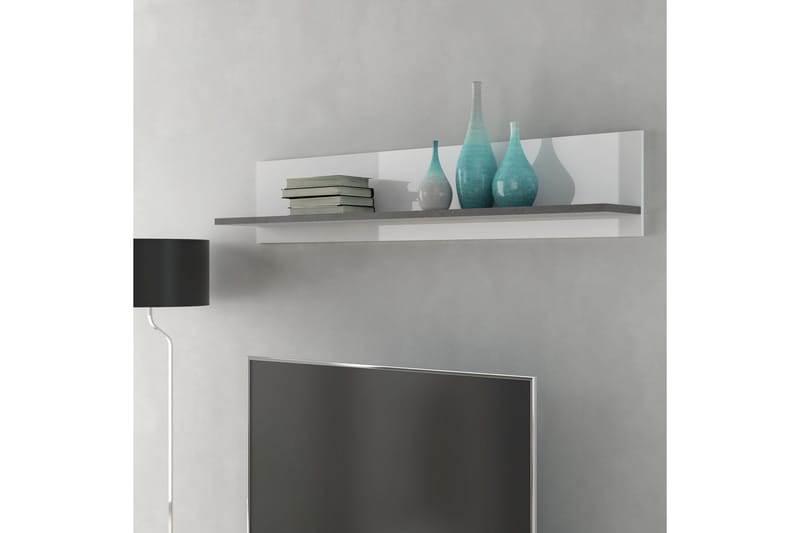 Seinähylly Uzunkop 22x150 cm - Harmaa/Valkoinen - Säilytys - Hylly - Seinähylly