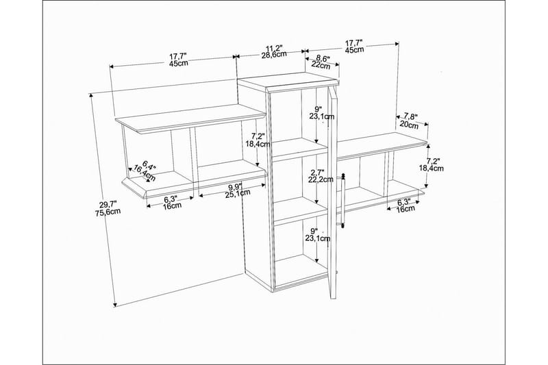Seinähylly Violaceae 118,6x51,8 cm - Musta - Säilytys - Hylly - Seinähylly