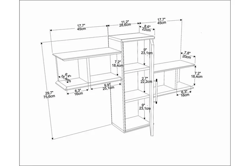 Seinähylly Violaceae 118,6x51,8 cm - Ruskea - Säilytys - Hylly - Seinähylly