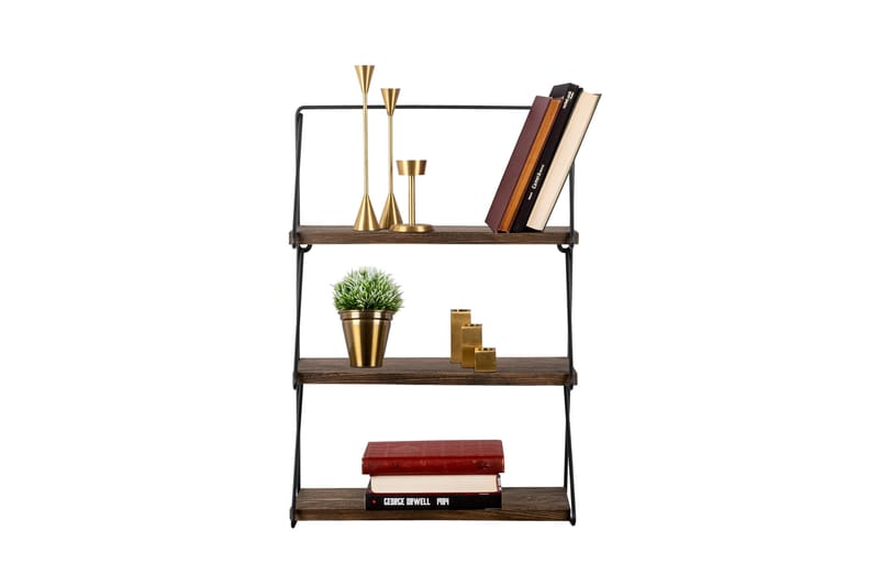 Seinähylly Violaceae 60x15 cm 3 hyllyä - Musta/Tummanruskea - Säilytys - Hylly - Seinähylly