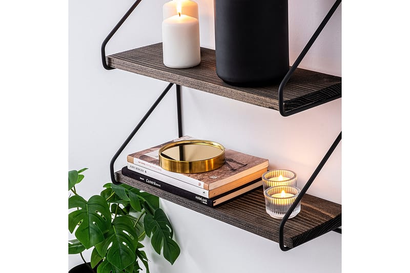 Seinähylly Violaceae 60x15 cm 3 hyllyä - Musta/Tummanruskea - Säilytys - Hylly - Seinähylly