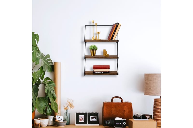 Seinähylly Violaceae 60x15 cm 3 hyllyä - Musta/Tummanruskea - Säilytys - Hylly - Seinähylly