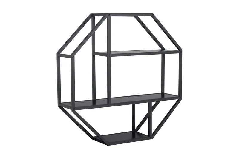 Seinähylly Walmon 77x20 cm 4 hyllyä, Musta/Matta Musta