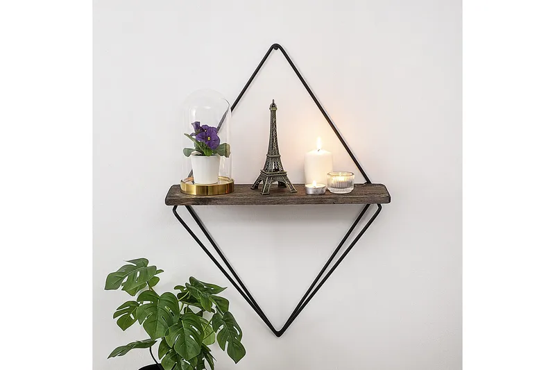 Seinähylly Wijkan 15x27 cm - Musta/pähkinä - Säilytys - Hylly - Seinähylly