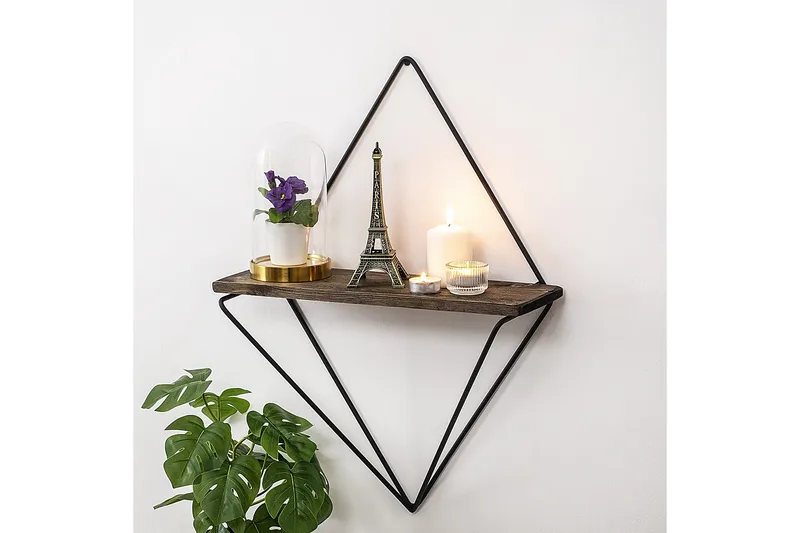 Seinähylly Wijkan 15x27 cm, Musta/pähkinä