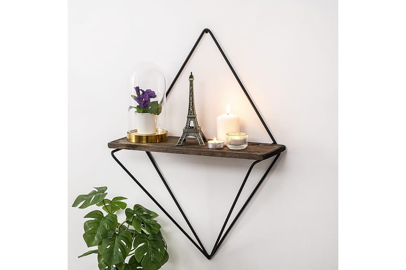 Seinähylly Wijkan 15x27 cm, Musta/pähkinä