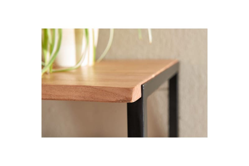Seinähylly Wohnling Massiivipuinen metallinen seinään kiinnitettävä naulakko 80 cm teollinen - Säilytys - Hylly