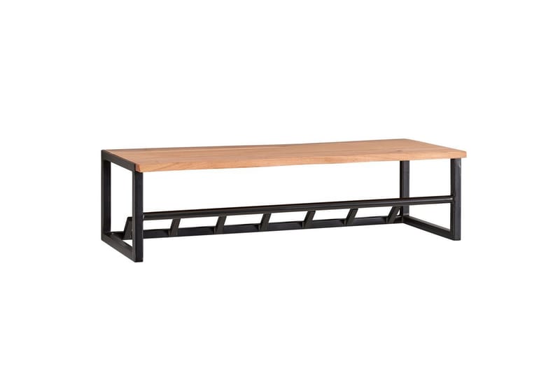 Seinähylly Wohnling Massiivipuinen metallinen seinään kiinnitettävä naulakko 80 cm teollinen - Säilytys - Hylly