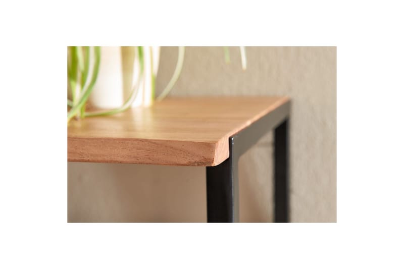 Seinähylly Wohnling Massiivipuinen metallinen seinään kiinnitettävä naulakko 80 cm teollinen - Säilytys - Hylly
