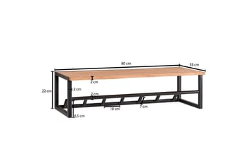 Seinähylly Wohnling Massiivipuinen metallinen seinään kiinnitettävä naulakko 80 cm teollinen - Säilytys - Hylly
