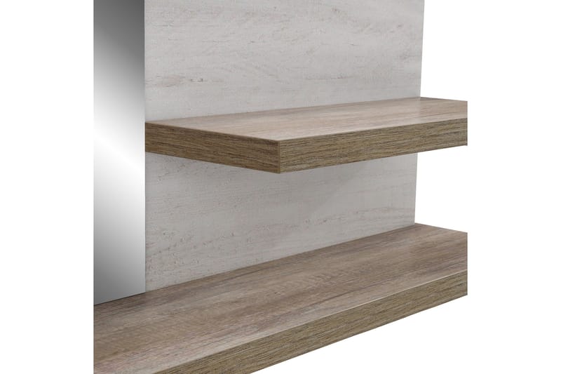 Seinähylly Peilillä Breage 25x213 cm - Ruskea/Valkoinen - Säilytys - Hylly - Seinähylly