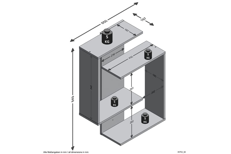Seinähylly Podulka 44 cm - Ruskea - Säilytys - Hylly - Seinähylly