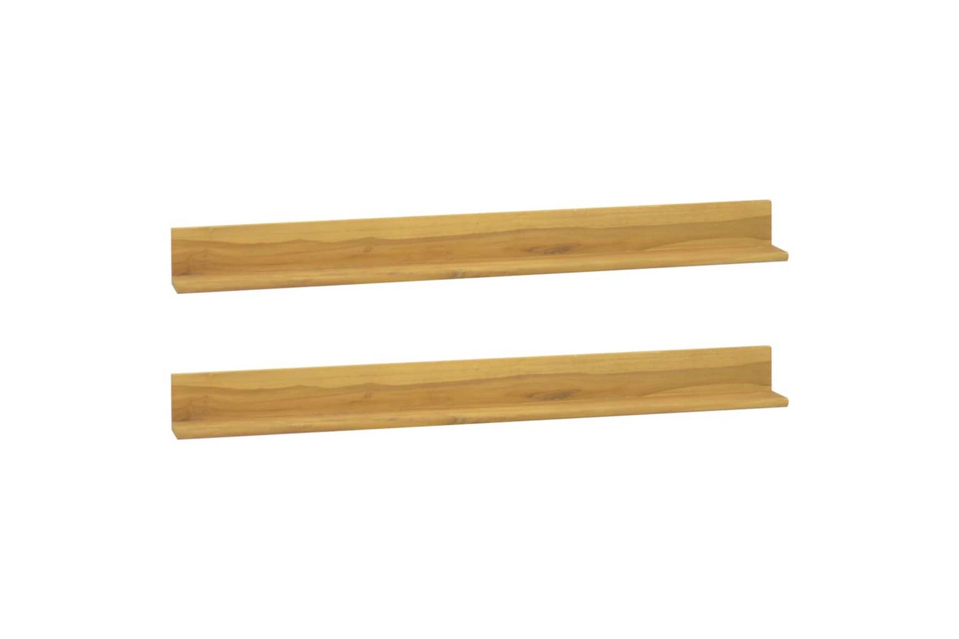 Seinähyllyt 2 kpl 110x10x10 cm täysi tiikki - Ruskea - Säilytys - Hylly - Seinähylly