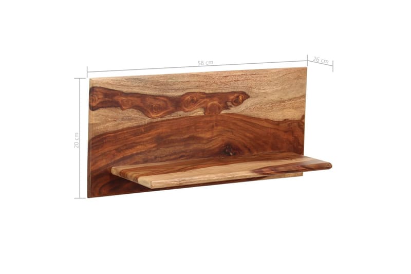 Seinähyllyt 2 kpl 58x26x20 cm seesampuu - Säilytys - Hylly - Seinähylly