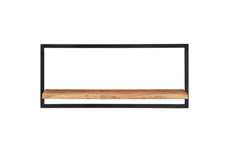 Seinähyllyt 2 kpl 80x25x35 cm täysi akasiapuu ja teräs - Ruskea - Säilytys - Hylly - Seinähylly