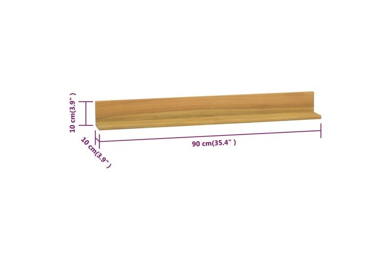 Seinähyllyt 2 kpl 90x10x10 cm täysi tiikki - Ruskea - Säilytys - Hylly - Seinähylly