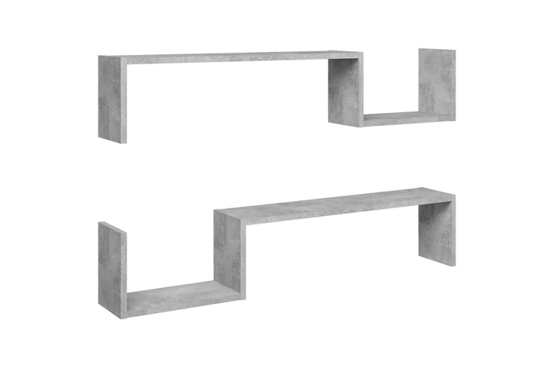 Seinähyllyt 2 kpl betoninharmaa 100x15x20 cm lastulevy - Säilytys - Hylly - Seinähylly