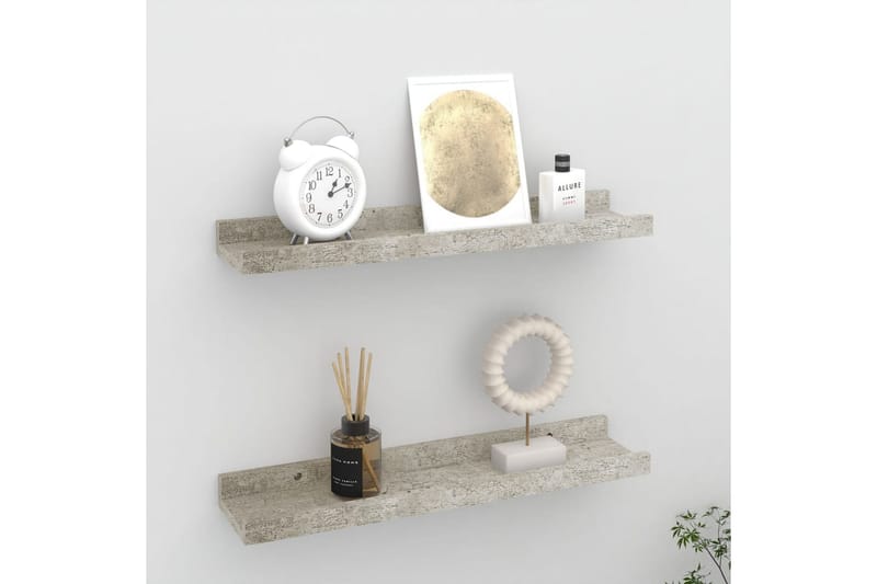 Seinähyllyt 2 kpl betoninharmaa 40x9x3 cm - Harmaa - Säilytys - Hylly - Seinähylly