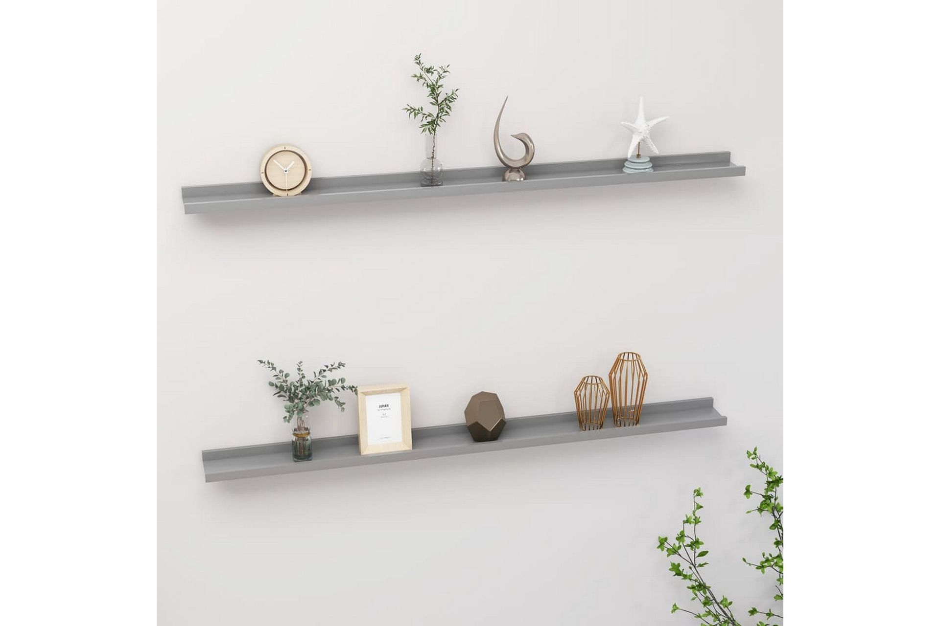 Seinähyllyt 2 kpl harmaa 115x9x3 cm - Säilytys - Hylly - Seinähylly