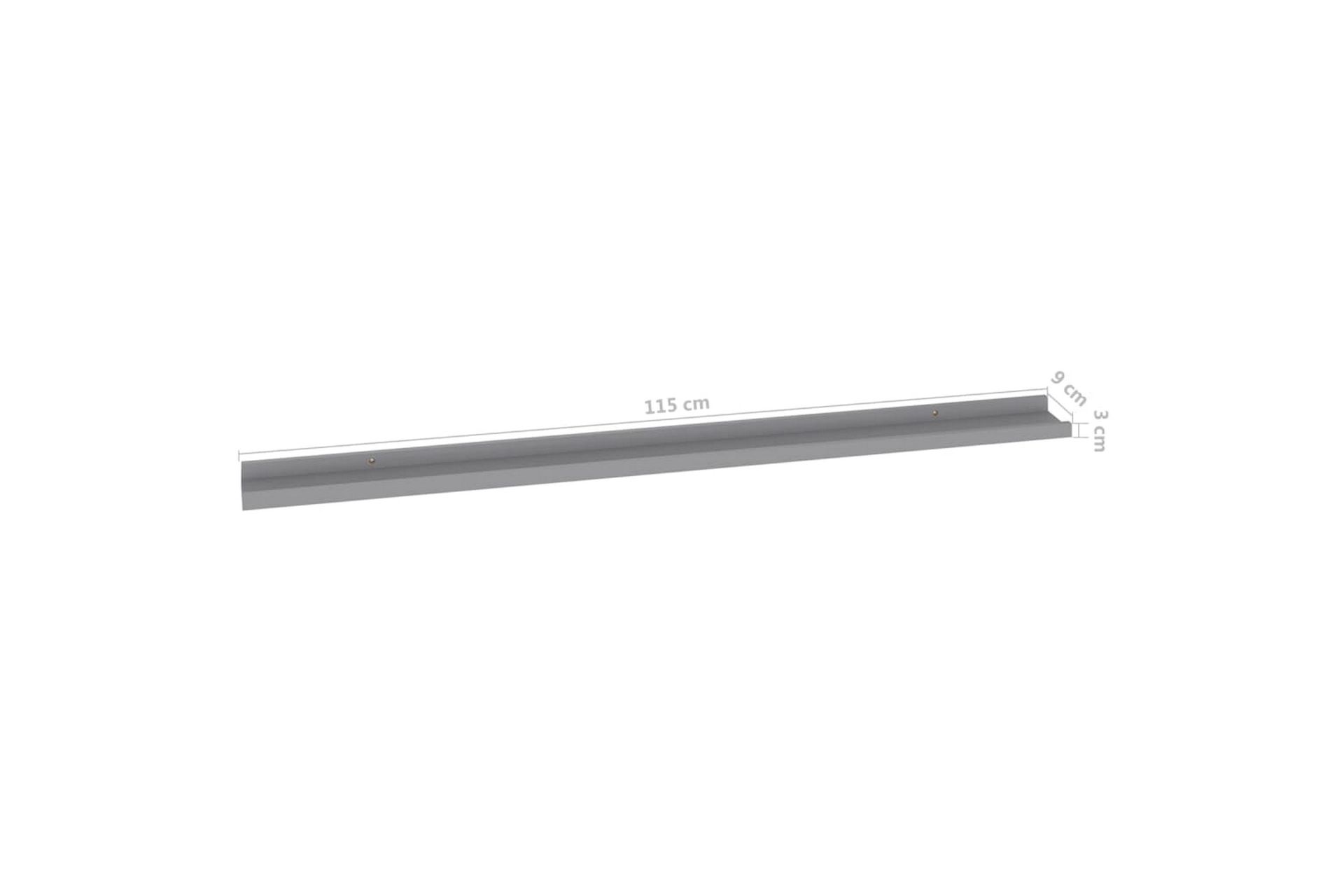 Seinähyllyt 2 kpl harmaa 115x9x3 cm - Säilytys - Hylly - Seinähylly