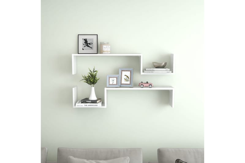 Seinähyllyt 2 kpl korkeakiilto 100x15x20 cm - Säilytys - Hylly - Seinähylly