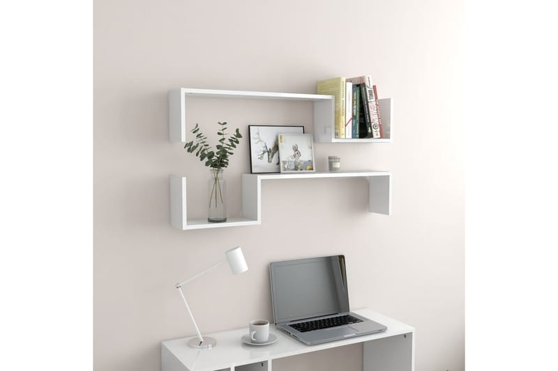 Seinähyllyt 2 kpl korkeakiilto 100x15x20 cm - Säilytys - Hylly - Seinähylly