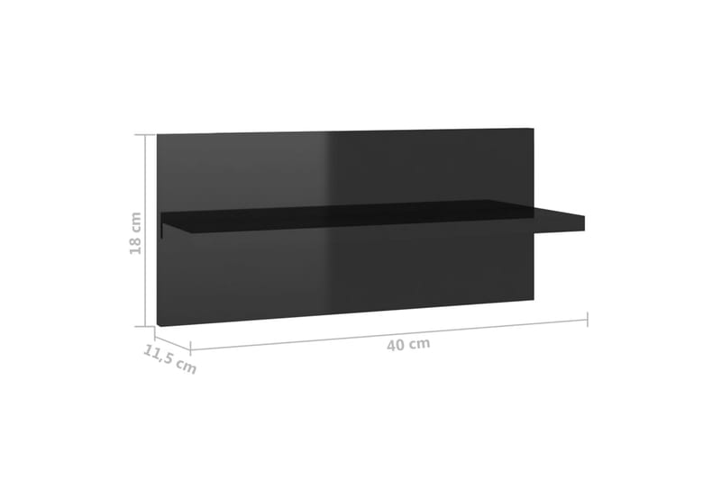 Seinähyllyt 2 kpl korkeakiilto musta 40x11,5x18 cm - Musta - Säilytys - Hylly - Seinähylly