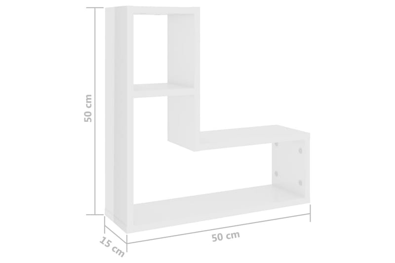Seinähyllyt 2 kpl korkeakiilto valkoinen 50x15x50 cm - Valkoinen - Säilytys - Hylly - Seinähylly