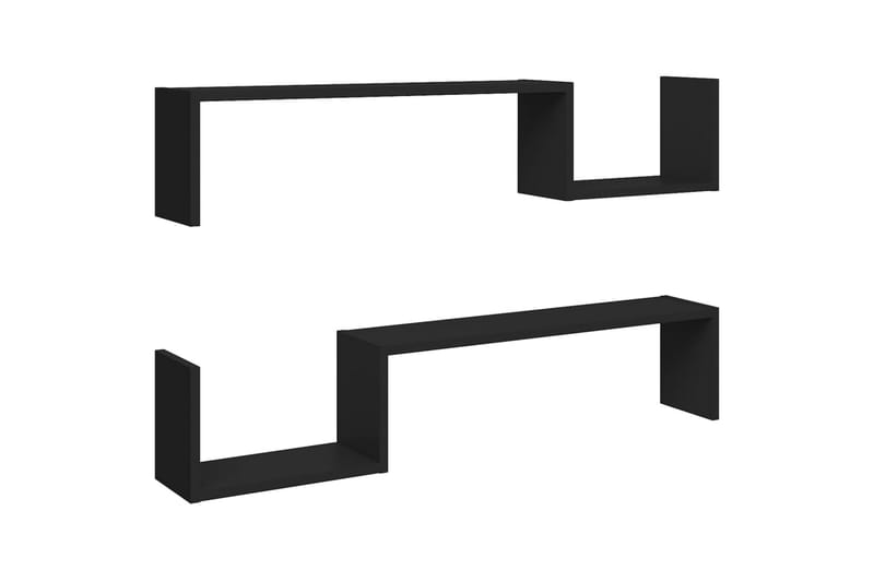 Seinähyllyt 2 kpl musta 100x15x20 cm lastulevy - Säilytys - Hylly - Seinähylly