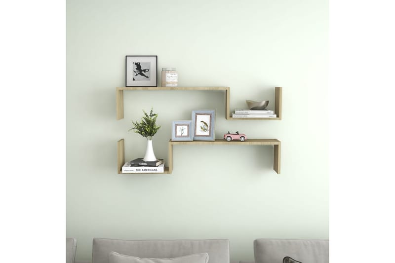 Seinähyllyt 2 kpl Sonoma-tammi 100x15x20 cm lastulevy - Säilytys - Hylly - Seinähylly