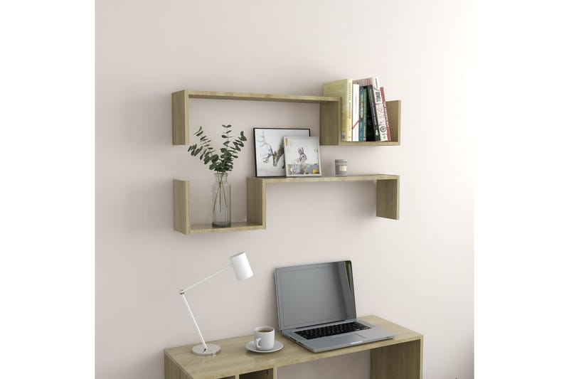 Seinähyllyt 2 kpl Sonoma-tammi 100x15x20 cm lastulevy - Säilytys - Hylly - Seinähylly