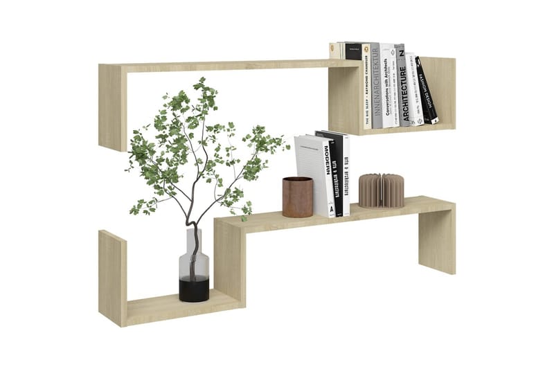 Seinähyllyt 2 kpl Sonoma-tammi 100x15x20 cm lastulevy - Säilytys - Hylly - Seinähylly