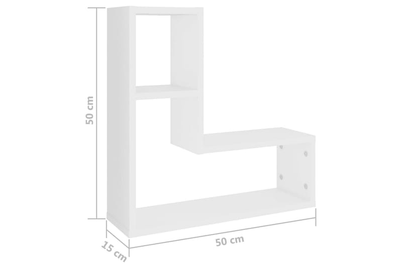 Seinähyllyt 2 kpl valkoinen 50x15x50 cm lastulevy - Valkoinen - Säilytys - Hylly - Seinähylly