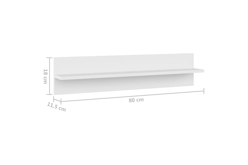 Seinähyllyt 2 kpl valkoinen 80x11,5x18 cm lastulevy - Valkoinen - Säilytys - Hylly - Seinähylly