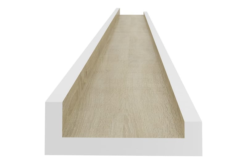 Seinähyllyt 2 kpl valkoinen ja Sonoma-tammi 115x9x3 cm - Säilytys - Hylly - Seinähylly