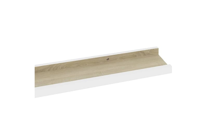 Seinähyllyt 2 kpl valkoinen ja Sonoma-tammi 115x9x3 cm - Säilytys - Hylly - Seinähylly