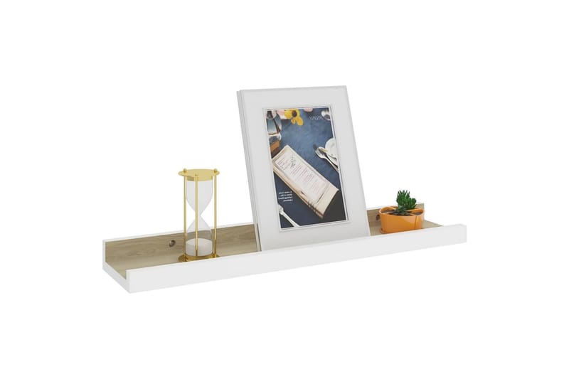 Seinähyllyt 2 kpl valkoinen ja Sonoma-tammi 40x9x3 cm - Valkoinen - Säilytys - Hylly - Seinähylly