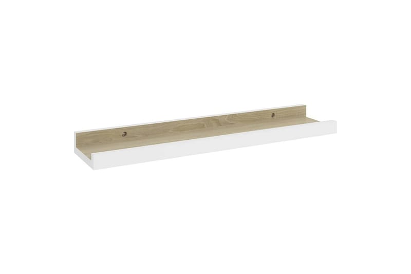 Seinähyllyt 2 kpl valkoinen ja Sonoma-tammi 40x9x3 cm - Valkoinen - Säilytys - Hylly - Seinähylly