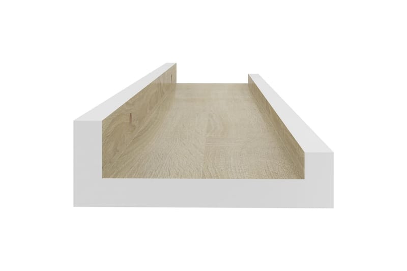 Seinähyllyt 2 kpl valkoinen ja Sonoma-tammi 40x9x3 cm - Valkoinen - Säilytys - Hylly - Seinähylly