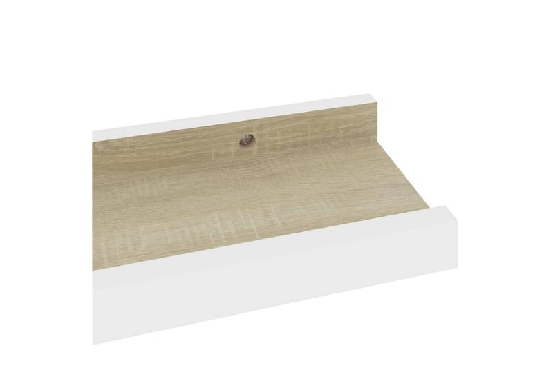 Seinähyllyt 2 kpl valkoinen ja Sonoma-tammi 40x9x3 cm - Valkoinen - Säilytys - Hylly - Seinähylly