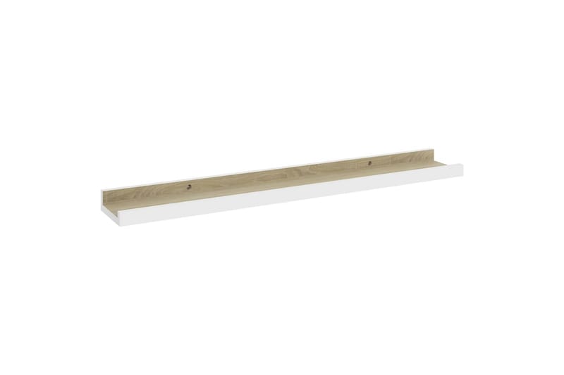 Seinähyllyt 2 kpl valkoinen ja Sonoma-tammi 60x9x3 cm - Valkoinen - Säilytys - Hylly - Seinähylly