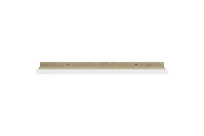 Seinähyllyt 2 kpl valkoinen ja Sonoma-tammi 60x9x3 cm - Valkoinen - Säilytys - Hylly - Seinähylly