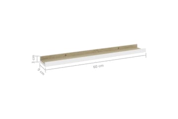 Seinähyllyt 2 kpl valkoinen ja Sonoma-tammi 60x9x3 cm - Valkoinen - Säilytys - Hylly - Seinähylly