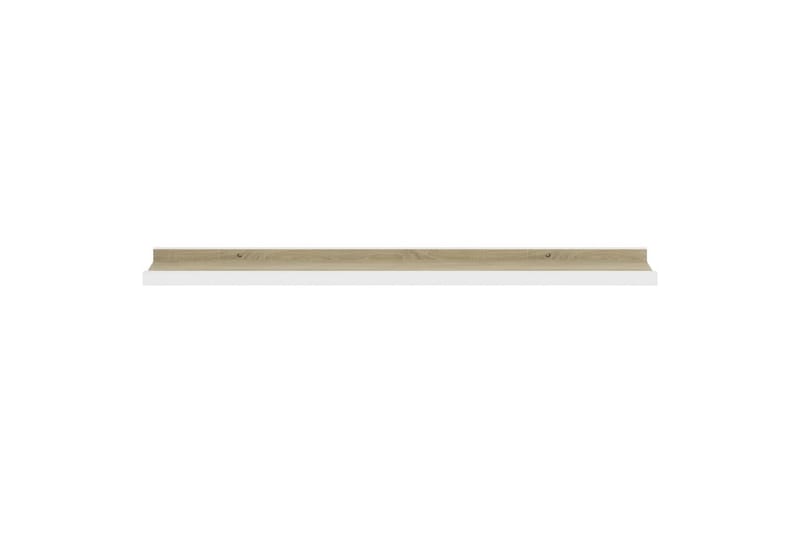 Seinähyllyt 2 kpl valkoinen ja Sonoma-tammi 80x9x3 cm - Valkoinen - Säilytys - Hylly - Seinähylly