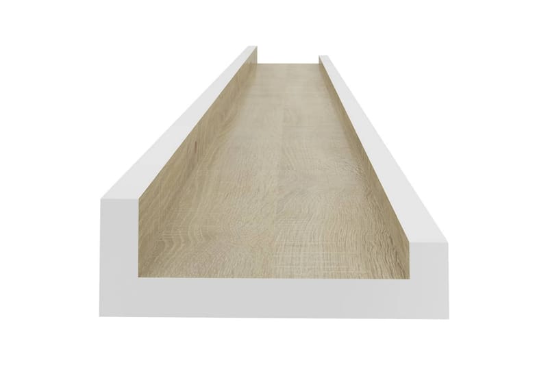 Seinähyllyt 2 kpl valkoinen ja Sonoma-tammi 80x9x3 cm - Valkoinen - Säilytys - Hylly - Seinähylly