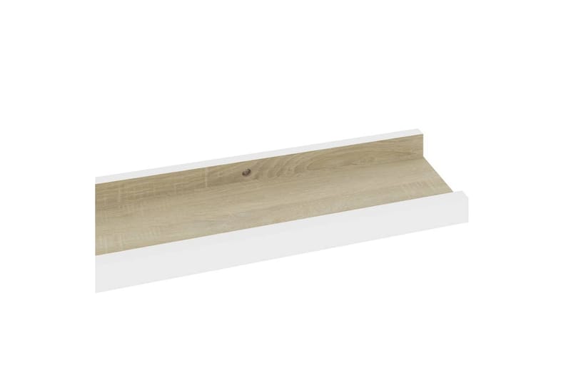 Seinähyllyt 2 kpl valkoinen ja Sonoma-tammi 80x9x3 cm - Valkoinen - Säilytys - Hylly - Seinähylly