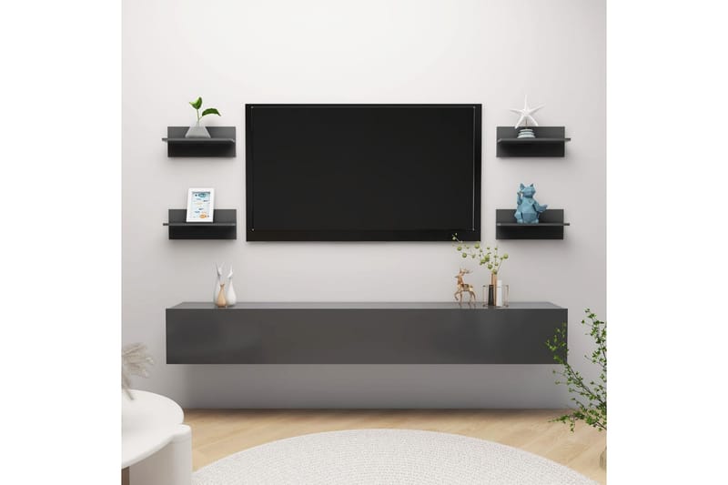 Seinähyllyt 4 kpl harmaa 40x11,5x18 cm lastulevy - Harmaa - Säilytys - Hylly - Seinähylly