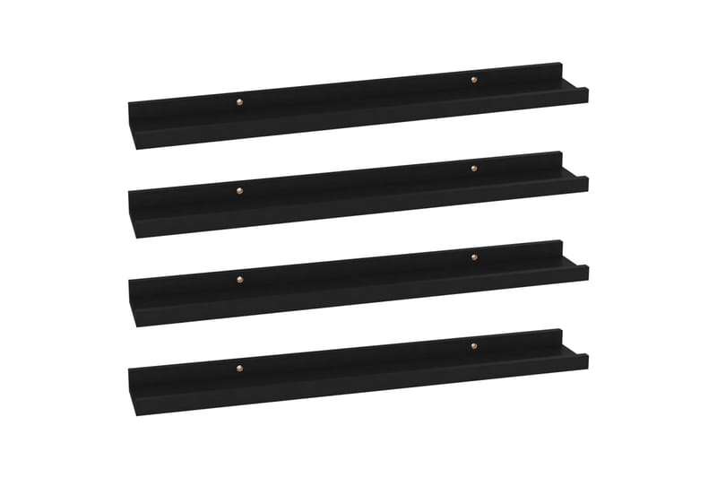 Seinähyllyt 4 kpl musta 60x9x3 cm - Musta - Säilytys - Hylly - Seinähylly