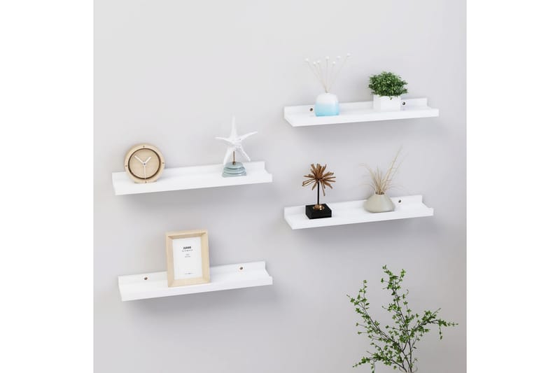 Seinähyllyt 4 kpl valkoinen 40x9x3 cm - Valkoinen - Säilytys - Hylly - Seinähylly